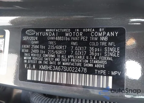 2025 Hyundai Kona Electric Limited z USA, uszkodzony, nr VIN KM8HE3A67SU022478